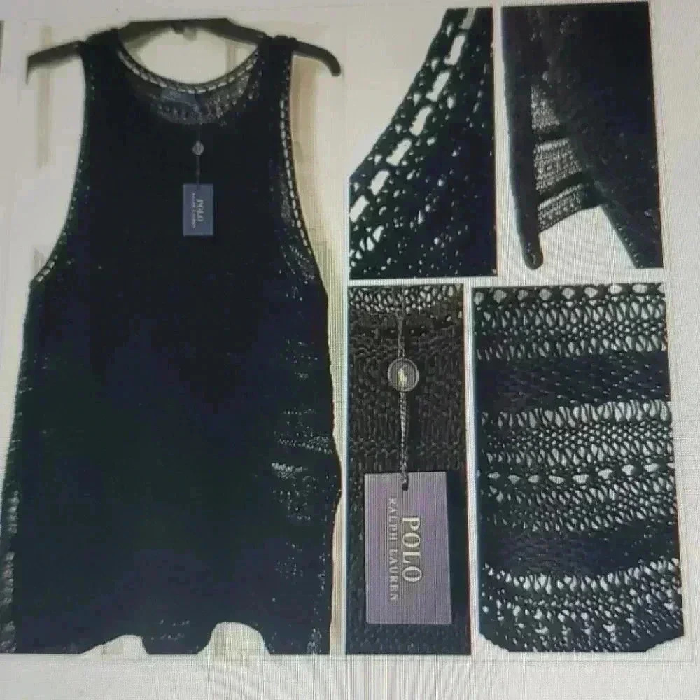 POLO RALPH LAUREN BLACK OPEN WEAVE TUNIC